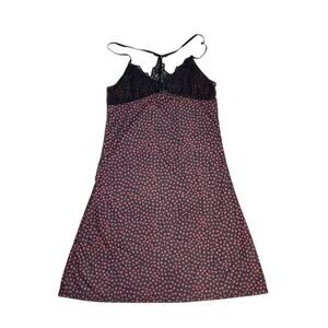 Heart Print Lace Trim Slip Dress Size M